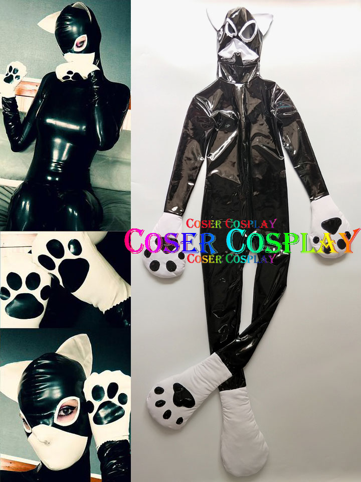 1002 Sexy Fox PVC Zentai Cosplay Costumes For Halloween